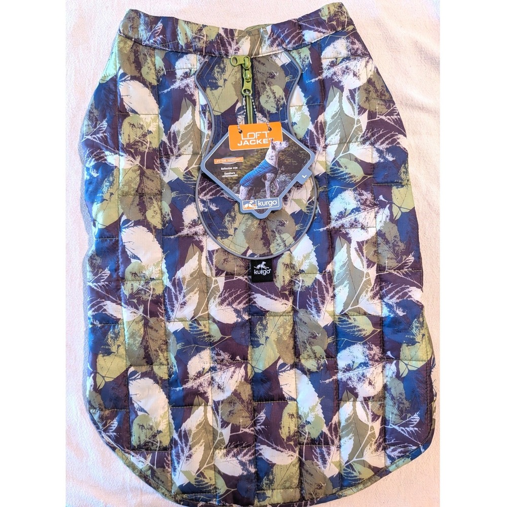 Kurgo Loft Jacket Dog Vest Camo Leaf Print Reversible Reflective Large NEW